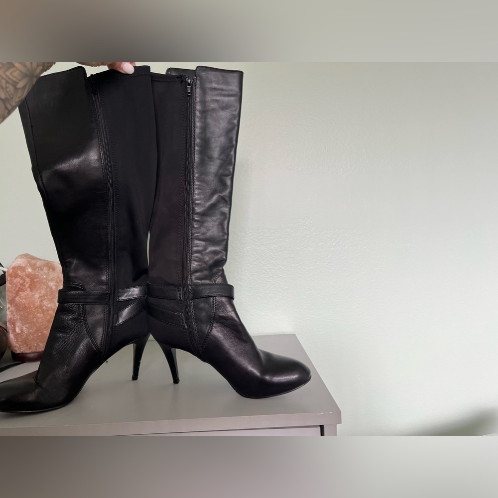 Leather knee high - high heel boots